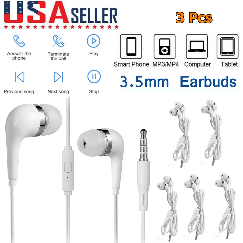 3 Pack 3.5mm In-Ear Earphone Wired Headphone Stereo Earbuds Super Bass Headset - Image 1 of 4