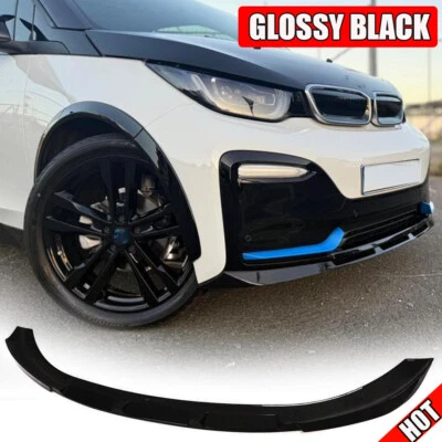 Divisor de labios de parachoques delantero negro brillante apto para BMW i3 I3S I01 hatchback 2018-22 Foto 1 de 4