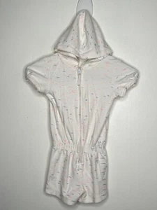 Wonder Nation Swim Cover Romper Girls Size XS 4-5 White Hooded Zip Up - Picture 1 of 3