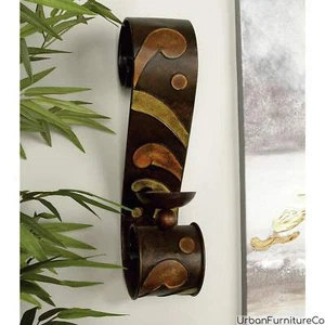 Set of 2 Black Iron Traditional Wall Sconce - 5 x 7 x 19 Candle Holder Fixture - Picture 1 of 9