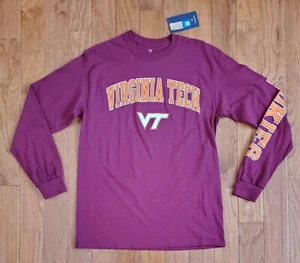 VA TECH Virginia Tech Hokies Maroon Long Sleeve T-Shirt Fanatics MEDIUM NWT - Picture 1 of 7