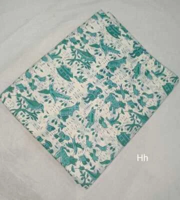 Great Handmade Hand Block Animal Print Running Cotton Voile Fabric By The Yard - Image 1 of 4