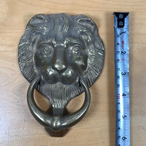 Vintage Lions Head Brass Door Knocker - 11cm x 15cm Cover