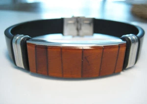 Stylish Genuine Cognac Baltic Amber Men's Bracelet Leather 23 gr . !!! - Picture 1 of 4
