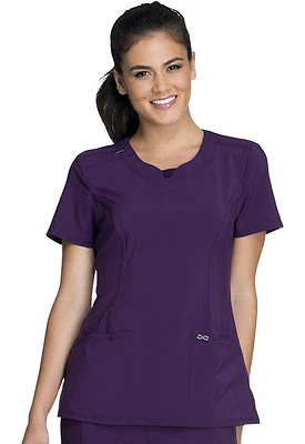 Eggplant Cherokee Scrubs Infinity Round Neck Top 2624A EGG Antimicrobial - Image 1 of 4