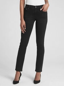 Gap Mid Rise Classic Straight Jeans, Size 26 Petite Coal Black - Picture 1 of 5