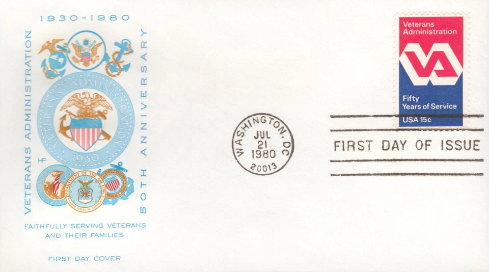 1980 FDC - Scott# 1825 - Veterans Administration - Farnam Cachet - Image 1 of 1