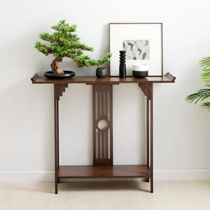 2-Tiers Long and Narrow Side Table Slim Accent Table HOT Versatile Bamboo Table - Picture 1 of 10