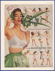 Vintage 1954 MAIDENFORM Bra Brassiere Lingerie Fashion Ephemera 1950's Print Ad - Picture 1 of 1