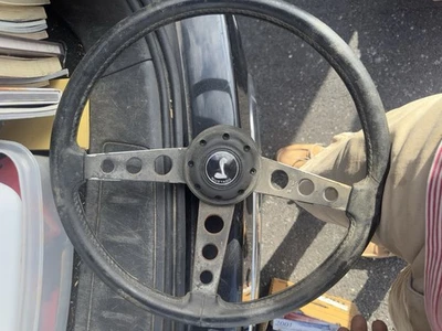 1968-78 Vintage Ford Mustang Cobra 9-Bolt Black Leather Steering Wheel, Shelby - Image 1 of 4