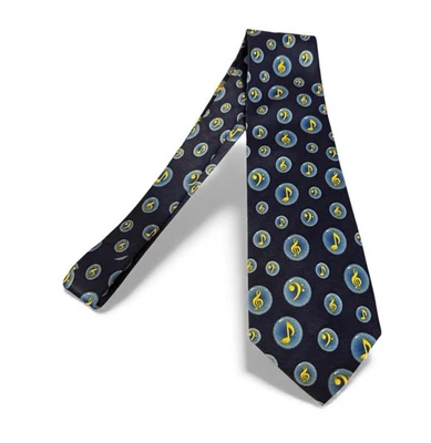 Notas musicales de adicción 100 % poliéster corbata azul profesor músico DJ ¡MUY GENIAL!! Foto 1 de 4