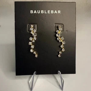 New Baublebar Gold Tone Clear Rhinestones Farah Ear Crawlers Earrings - Picture 1 of 5