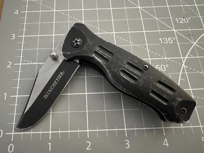 WINCHESTER 4660714A Black/Stainless Plain Edge Folding LinerLock Pocket Knife - Image 1 of 4