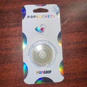 PopSockets Phone Grip Stand Glitter Silver Clear POPGRIP - Picture 1 of 2