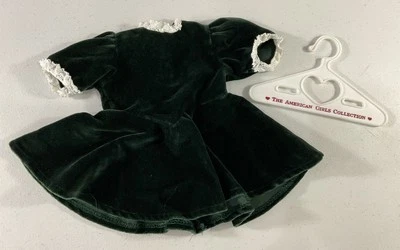 PLEASANT COMPANY 美国女孩莫莉绿色天鹅绒圣诞连衣裙无纽扣 — 第 1/4 张图片