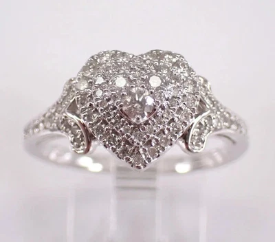 3Ctw Round Lab Created Diamond Heart Cluster Wedding Ring 14K White Gold Plated - Image 1 of 4