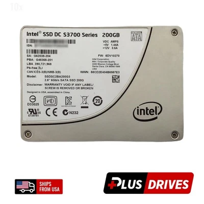 200GB SATA SSD Intel 2.5 SFF 6Gbps Enterprise SSD 75K IOPS 6Gbps DC S3700 - Image 1 of 4