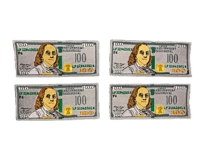 Lote de 2 billetes de dólar de $100 talla original tejidos hierro en parche coser logotipo emblema insignia Foto 1 de 3