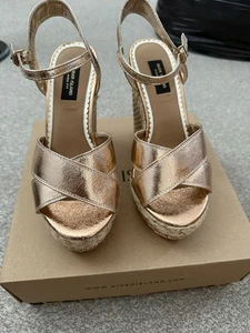River Island Gold Wedges,summer sandals - Picture 1 of 4