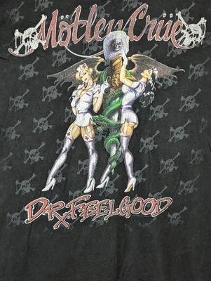 Camiseta masculina azul líquido preta Motley Crue Dr. Feel Good Rock 2XL #3505 nova sem etiquetas - Imagem 1 de 4