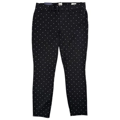 NUEVO Pantalones al tobillo ajustados Gap Signature talla 6 tiro medio elásticos negros a lunares Foto 1 de 4