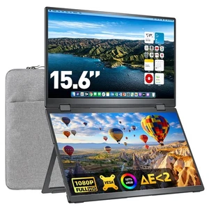Portable Monitor Foldable Dual Screen 15.6" FHD 107% sRGB 60Hz IPS HDMI USB-C... - Picture 1 of 7