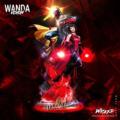 3D Printed 16K MARVEL WICKED - Wanda and Visiom unpainted  Fan Made  1:6 scale - Image 1 of 4