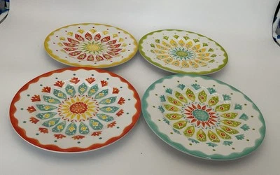 Laurie Gates Embossed Melamine Salad Plates Moroccan Inspired Floral Pattern  - Image 1 of 4