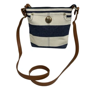 Tommy Hilfiger Umhängetasche blau/beige creme gestreift Crossbody, Zustand lesen - Bild 1 von 23