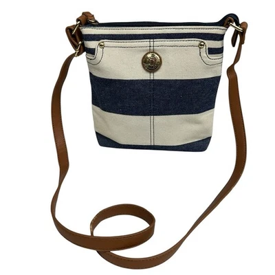 Bolso Bandolera Tommy Hilfiger Azul/Beige Rayas Cremosas, LEER Estado Foto 1 de 4