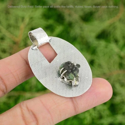 Черная пятница сделка 925 Серебряный хризопраз необработанный камень безель новый подвеска ювелирных изделий - Изображение 1 из 4