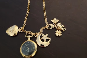 Joan Rivers Pocket  Watch Changeable Pendant with Long Chain ,3 Charms Vintage - Picture 1 of 16