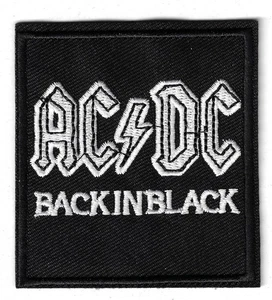 AC/DC Back in Black Rock Band Iron/Sew On Embroidered Patch Measures 3" SQ. - Picture 1 of 2