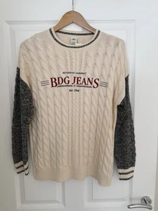 Urban Outfitters BDG Jeans Cable Knit Jumper Ecru And Grey Size Small Brand New - Picture 1 of 4