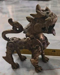 SE Asiatisch Tibetisch Antik Bronze Handguss Wächter Fu Foo Hund Sammlerstück Geschichte - Bild 1 von 6