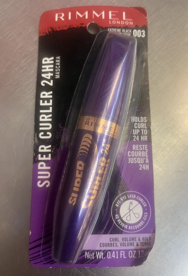 Rimmel Super Curler 24Hr Mascara Curl, Volume and Hold 003 Extreme Black NEW - Image 1 of 1