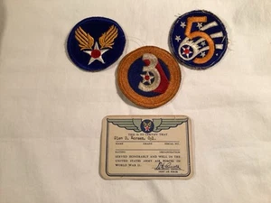 3 WW2 Pacific AAF Shoulder Patches And An ID Card For Cpl. Korsen Dated 1946 - Picture 1 of 7