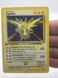 Pokemon TCG Zapdos 16/102 Base Set 1st Edition Holo German- NM - Picture 1 of 6