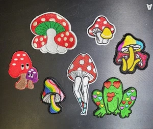 Lot of 7 Mushroom Iron on Patches - Picture 1 of 3