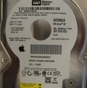 WD2500JS-41SGB0 Apple#655-1259E 250gb Sata Desktop Drive - Picture 1 of 1