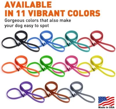 Dogline Biothane Slip Dog Leash Waterproof Strong Coated Nylon Webbing Mult Size