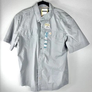Camisa de manga corta Carharrt gris a cuadros calce relajado secado rápido rompemanchas para hombre - Imagen 1 de 8