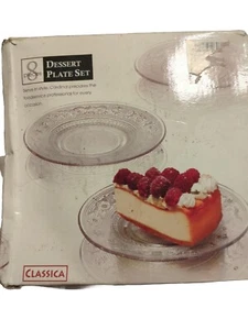 Dessert Plates Set 8 Pc Clear Glass Dessert Plate   Vtg Classic  - Picture 1 of 4