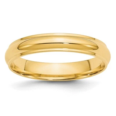14k Yellow Gold 4mm Round with Edge Wedding Band Ring for Women Size 7 - Image 1 of 4