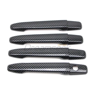 Carbon Fiber Style Exterior Door Handle Cover Trim For Mitsubishi Lancer 08-2017 - image 1 of 4