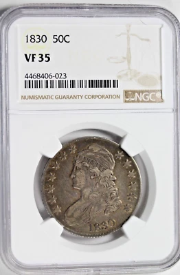 1830 Capped Bust Half Dollar : NGC VF35 - Image 1 of 4