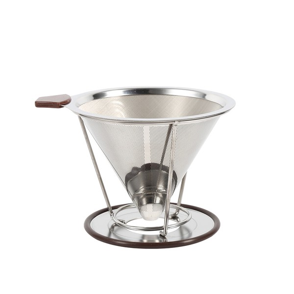 1x Portable 304 Stainless Steel Drip Dripper Double Layer Mesh Coffee Cone AU Photo Related