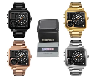 SKMEI Mens Stainless Steel Digital Alarm EL 30m W/P Watch w/Warranty Card & Box - Picture 1 of 13