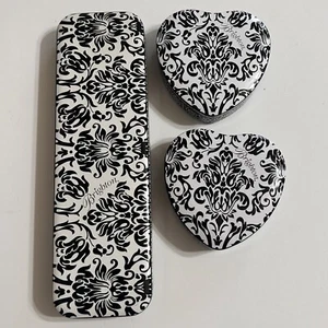 Brighton Schatullen Schmuck Schmuck schwarz/weiß herzförmige Dosen 3 Sammlerstücke leer - Bild 1 von 7