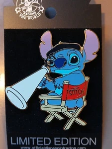 DISNEY STITCH DIRECTOR SITTING IN CHAIR MEGAPHONE BERET AUCTIONS LILO PIN LE - Picture 1 of 7